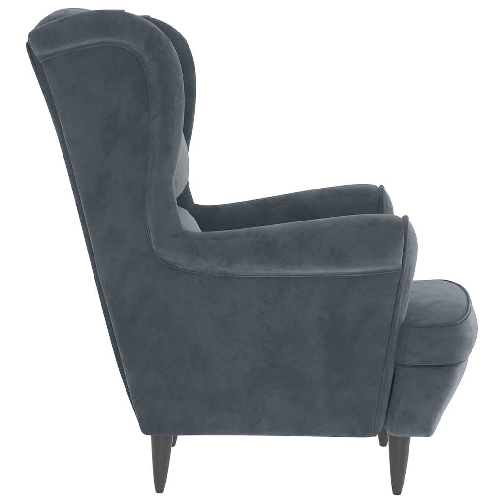Chair, dark gray, velvet