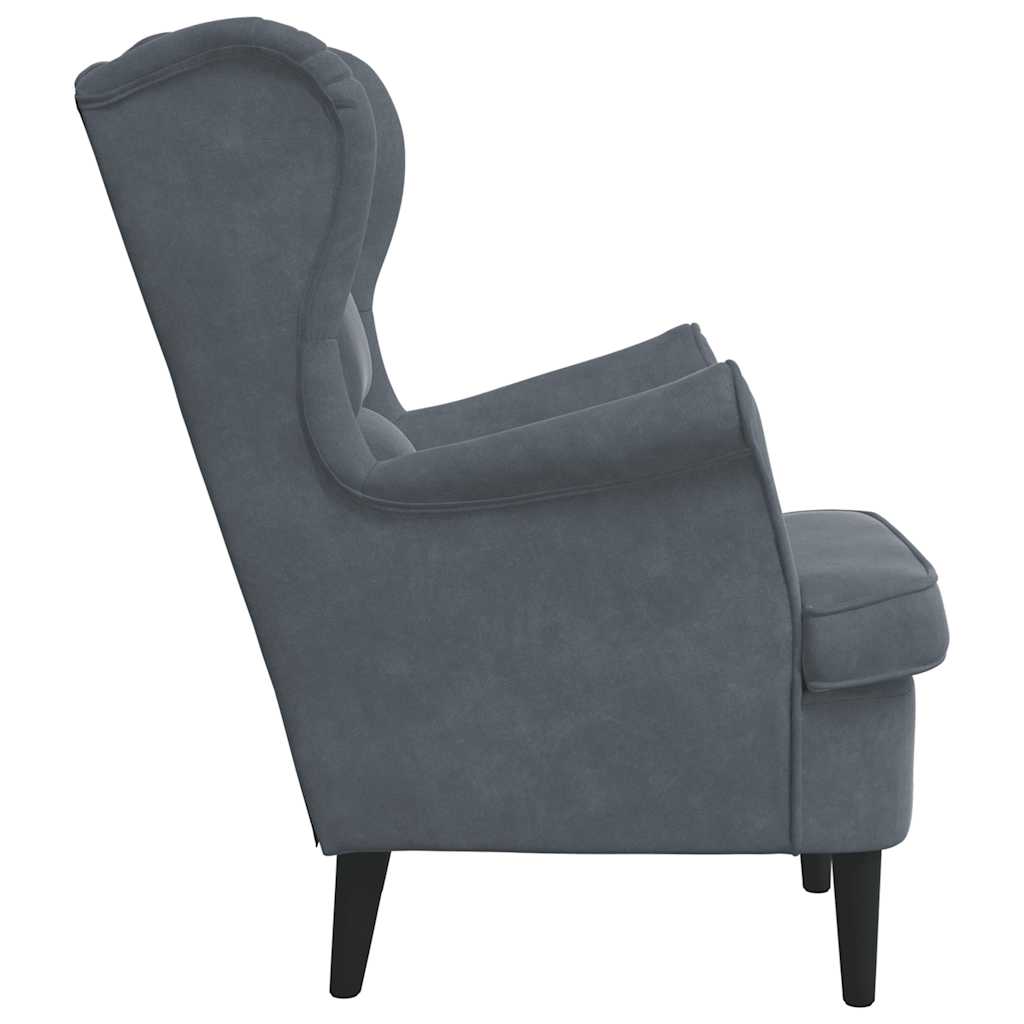 Chair, dark gray, velvet