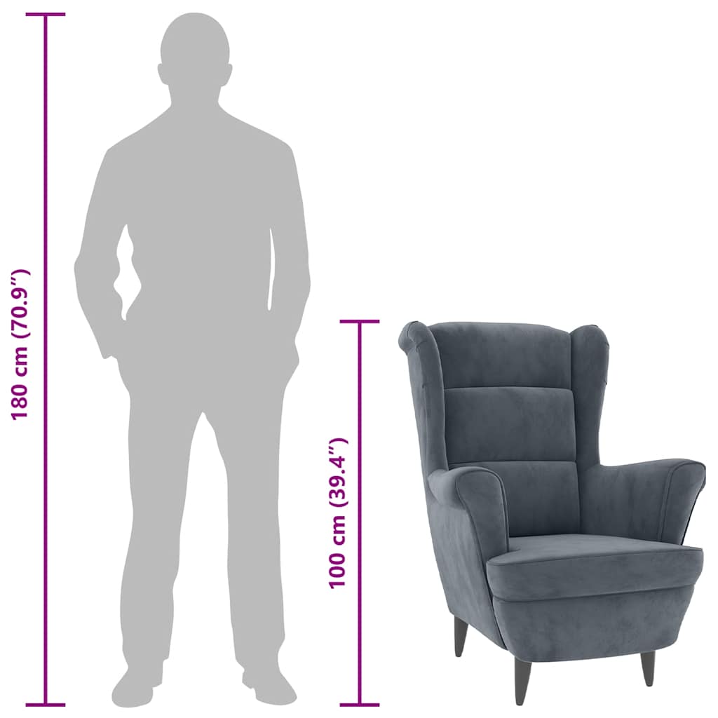 Chair, dark gray, velvet