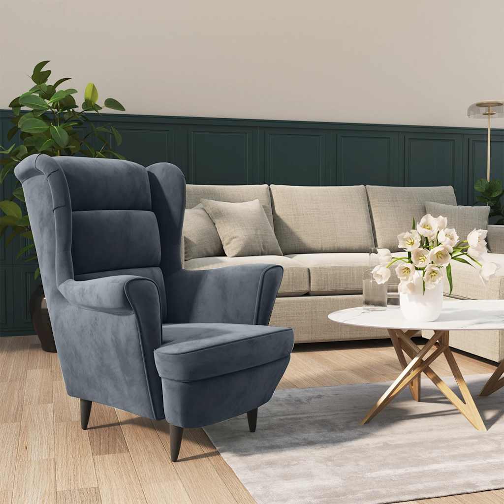 Chair, dark gray, velvet