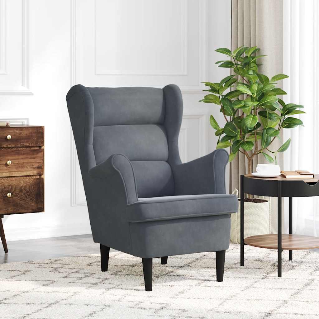 Chair, dark gray, velvet