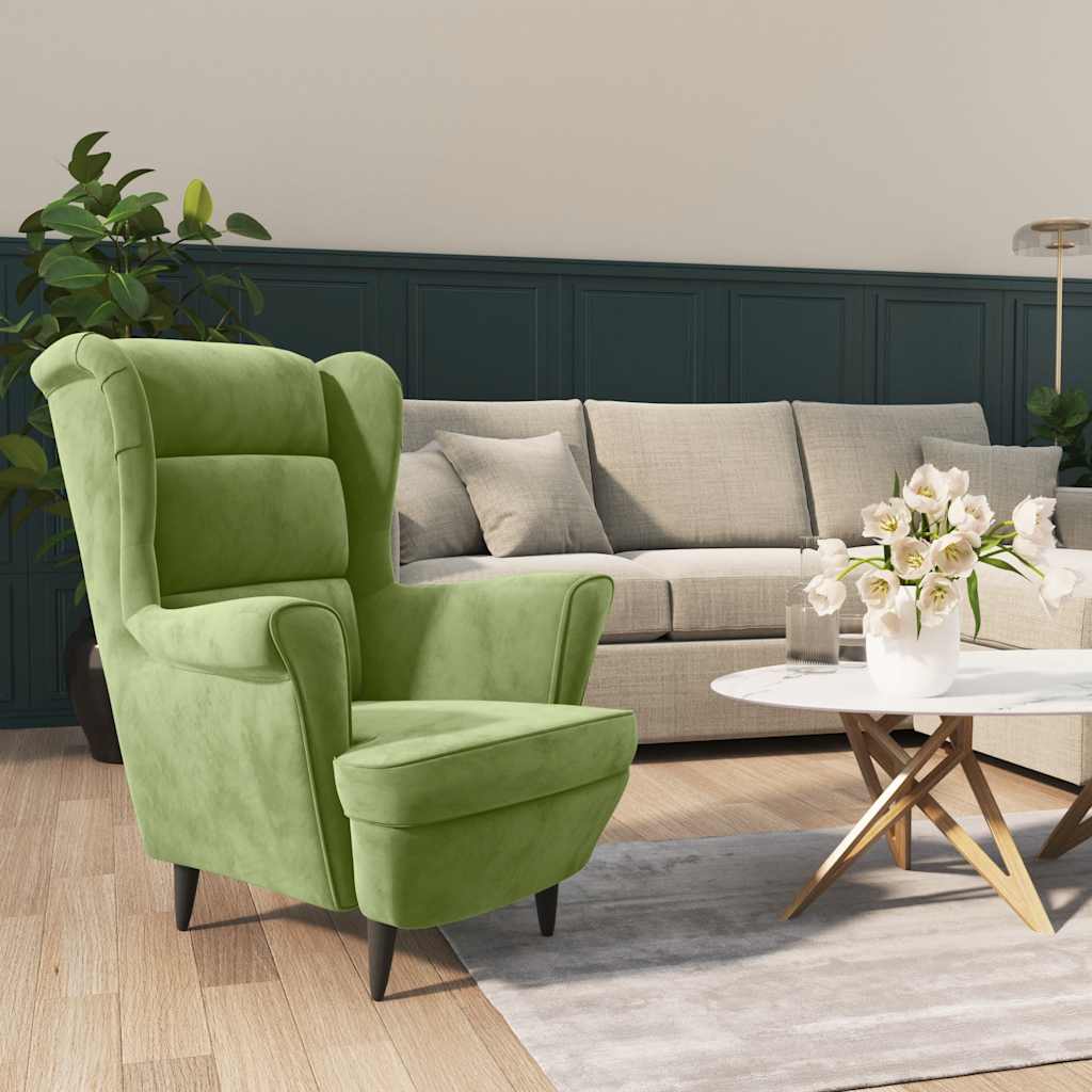 Armchair, light green, velvet