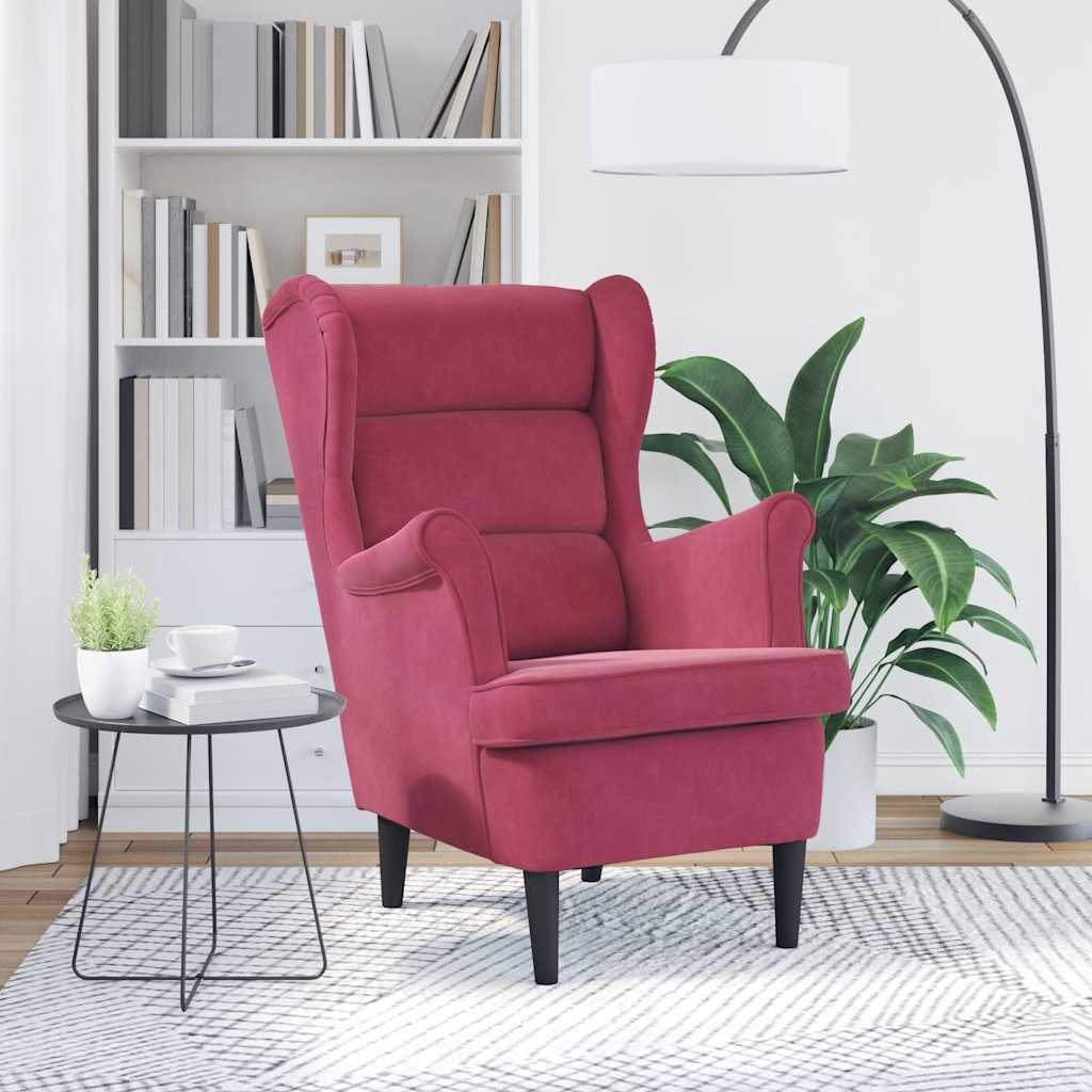 Armchair, burgundy, velvet