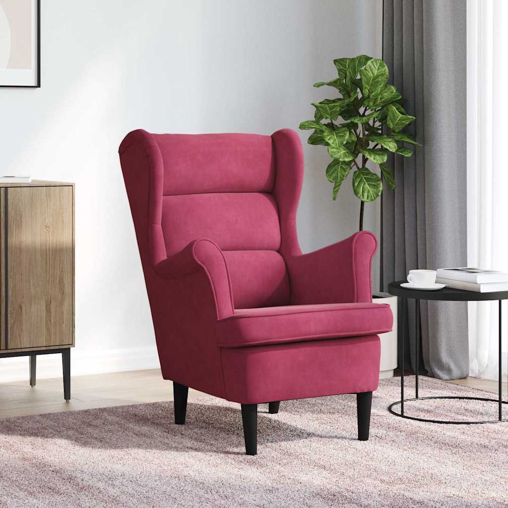 Armchair, burgundy, velvet