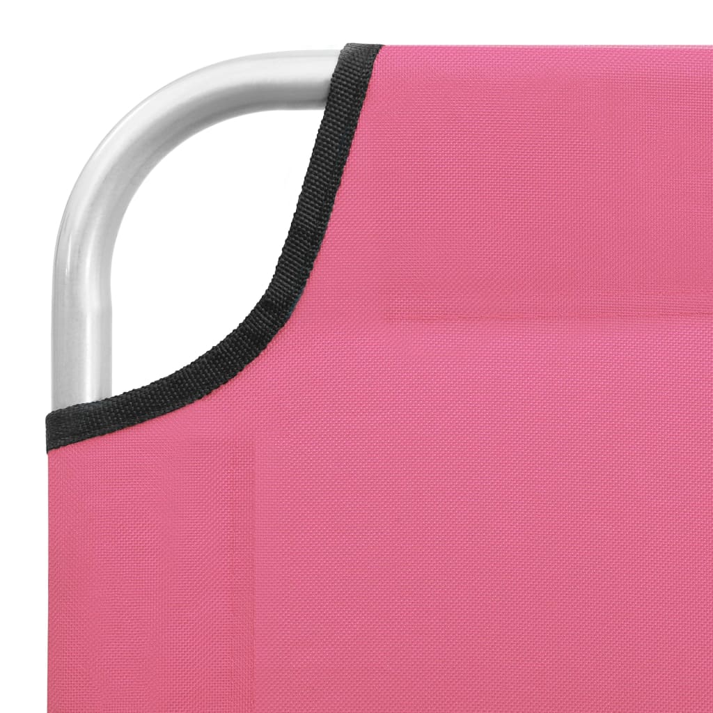 Folding sun lounger, pink, steel and fabric