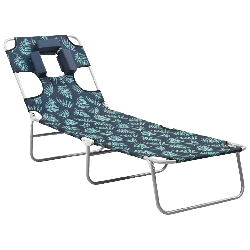 Foldable sun lounger with head cushion, steel
