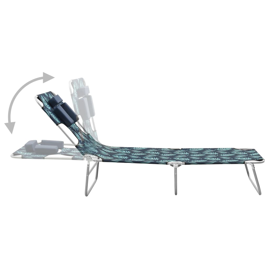 Foldable sun lounger with head cushion, steel