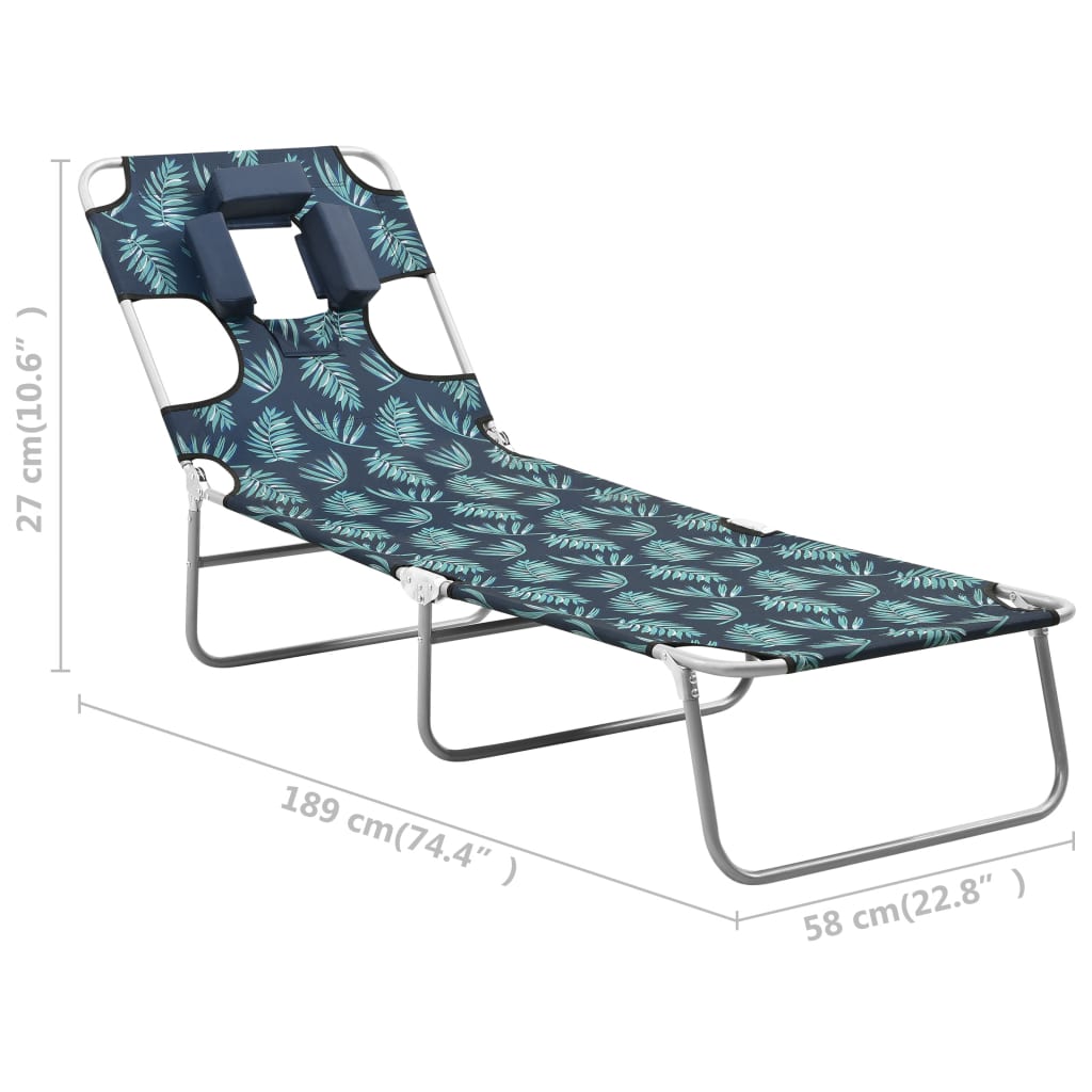 Foldable sun lounger with head cushion, steel