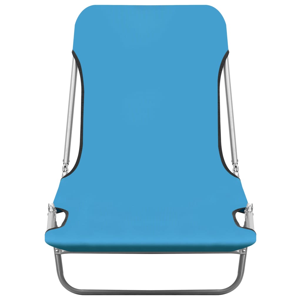 Foldable sun loungers, 2 pcs, blue, steel and fabric