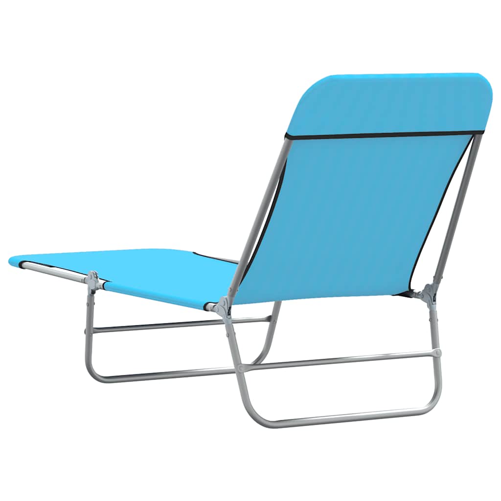 Foldable sun loungers, 2 pcs, blue, steel and fabric