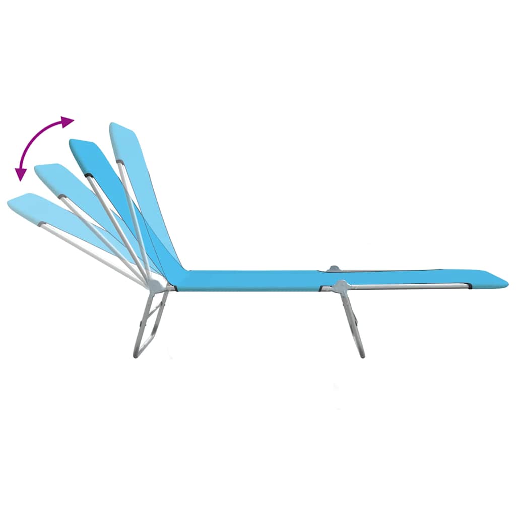 Foldable sun loungers, 2 pcs, blue, steel and fabric
