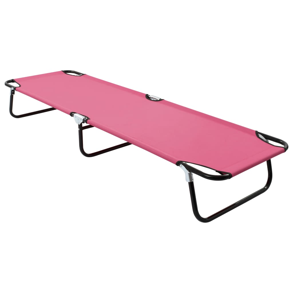 Foldable sun lounger, pink, steel