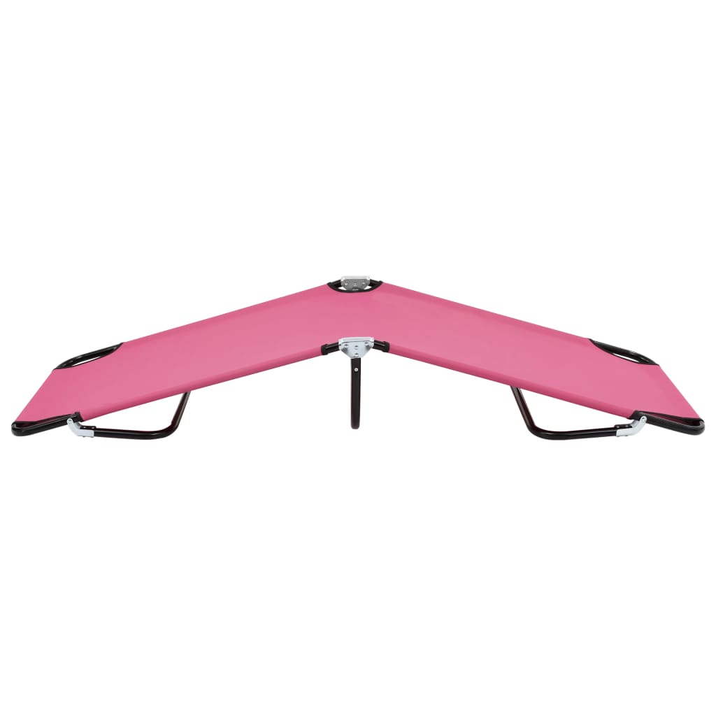 Foldable sun lounger, pink, steel