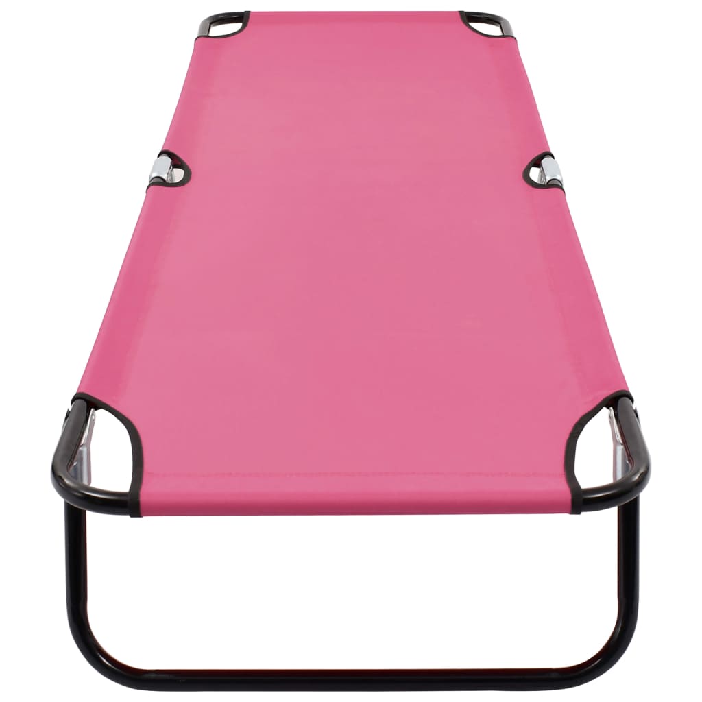 Foldable sun lounger, pink, steel