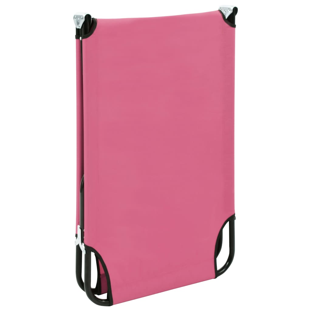 Foldable sun lounger, pink, steel