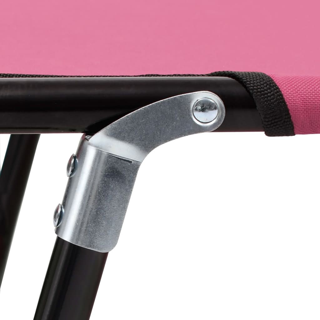 Foldable sun lounger, pink, steel