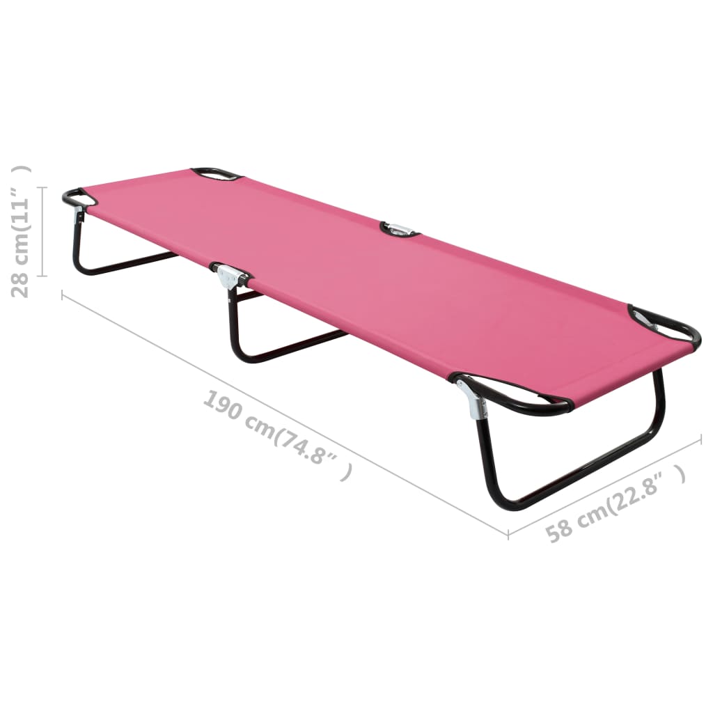 Foldable sun lounger, pink, steel