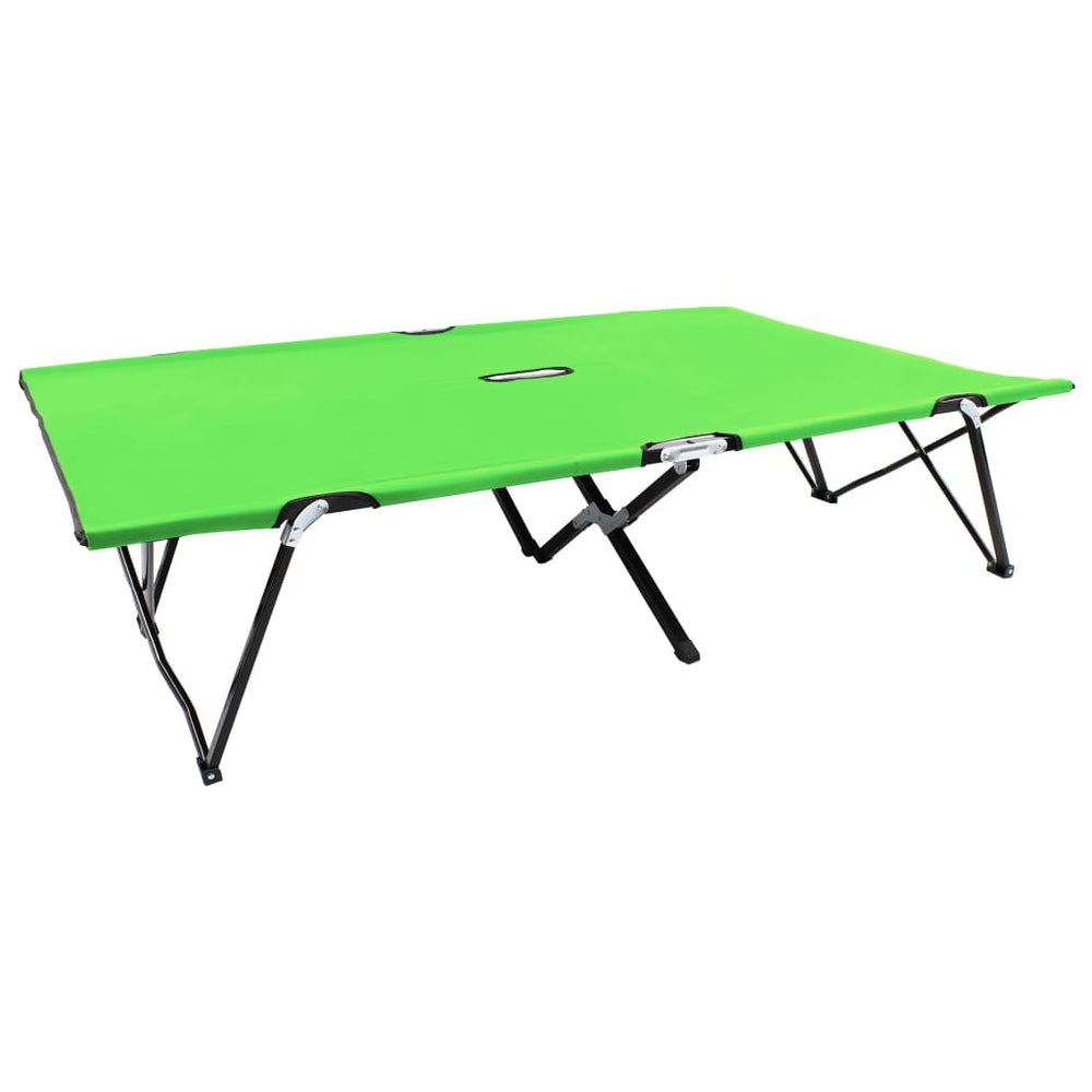 Folding double sun lounger, green, steel