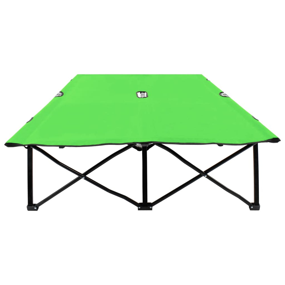 Folding double sun lounger, green, steel