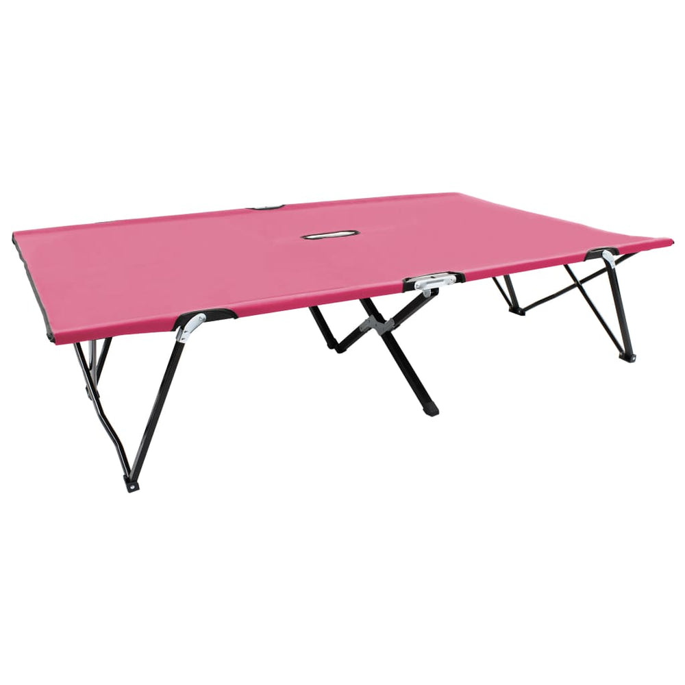 Two-person folding sun lounger, pink, steel