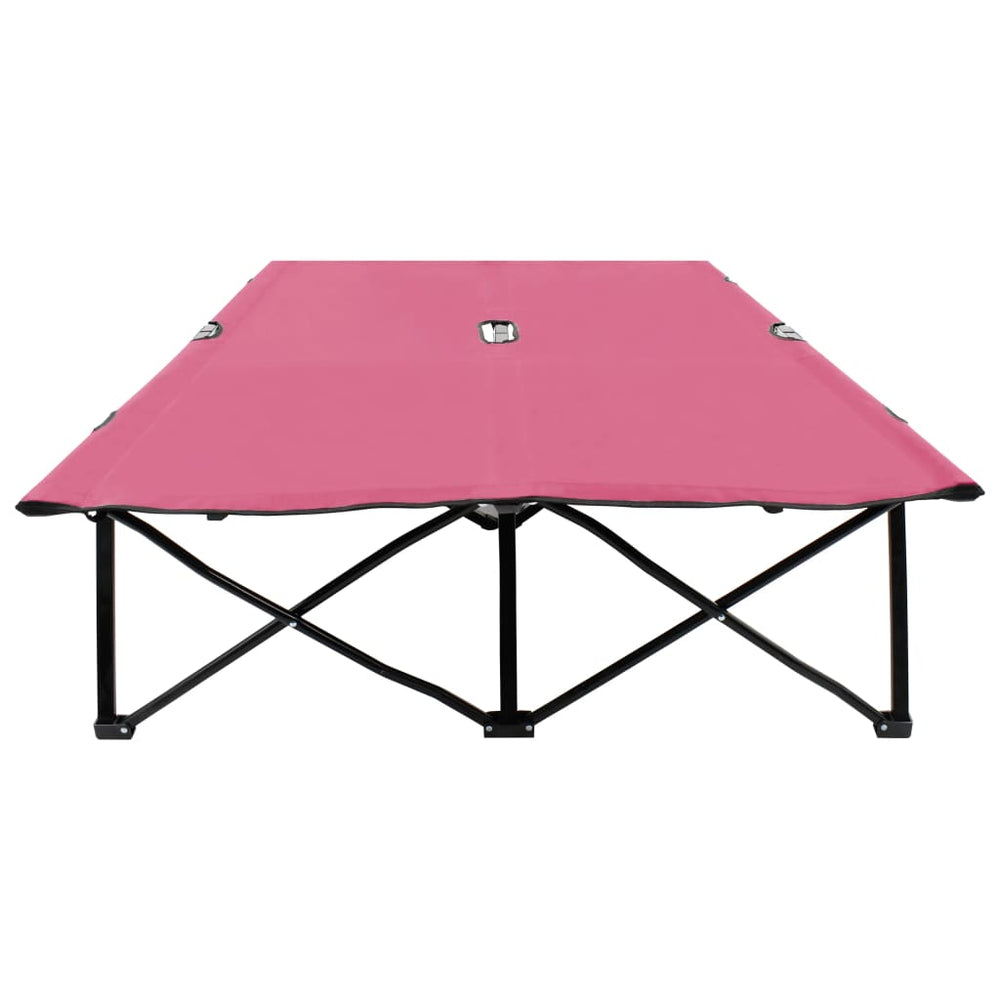 Two-person folding sun lounger, pink, steel
