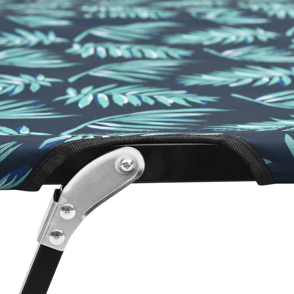 Foldable double sun lounger, steel, with leaves