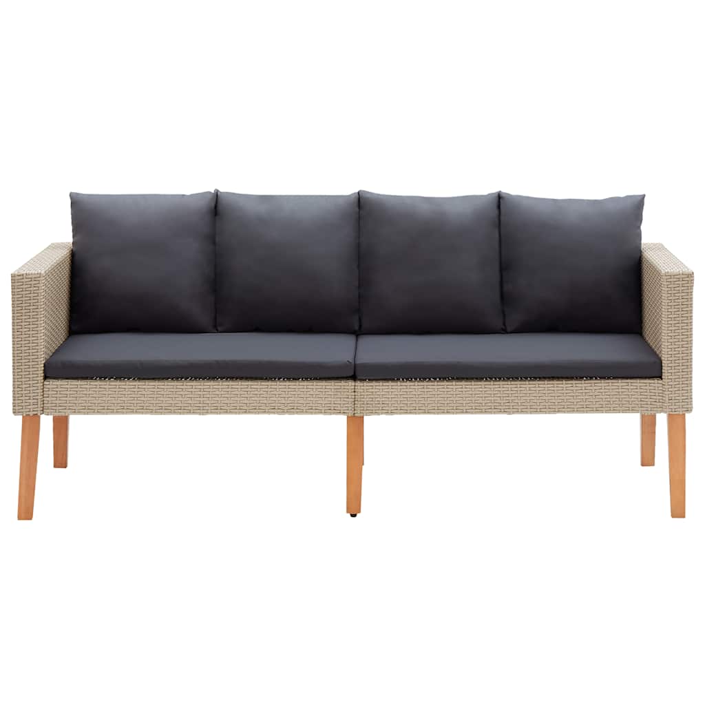 Dvivietė sodo sofa su pagalvėlėmis, smėlio spalvos, poliratanas