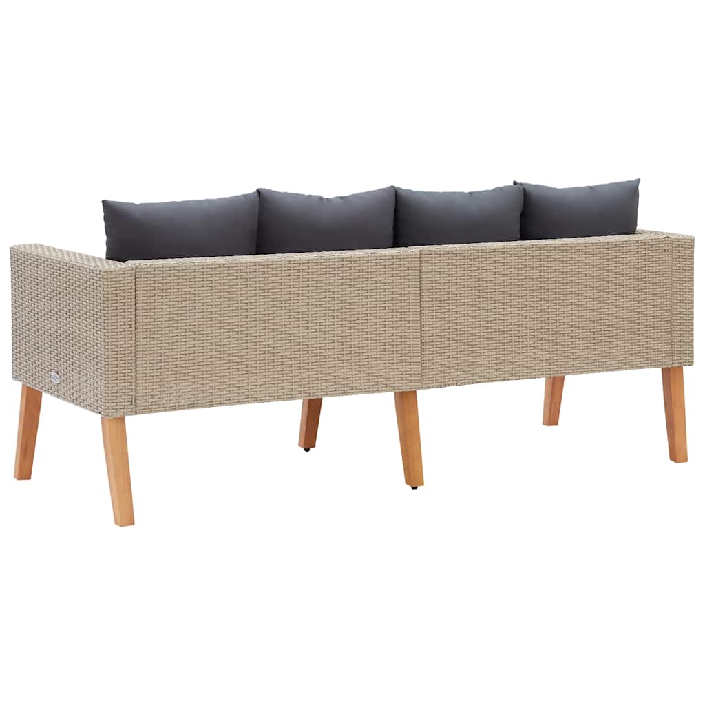 Dvivietė sodo sofa su pagalvėlėmis, smėlio spalvos, poliratanas