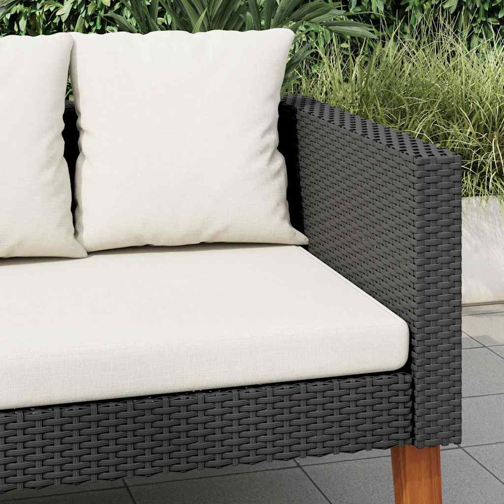 Dvivietė sodo sofa su pagalvėlėmis, juodos spalvos, poliratanas