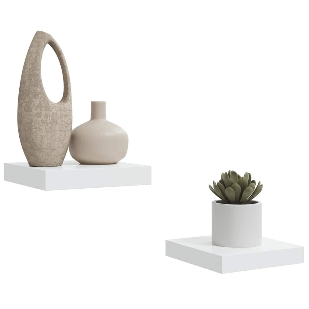 Pakabinamos lentynos, 2vnt., baltos, 23x23,5x3,8cm, MDF