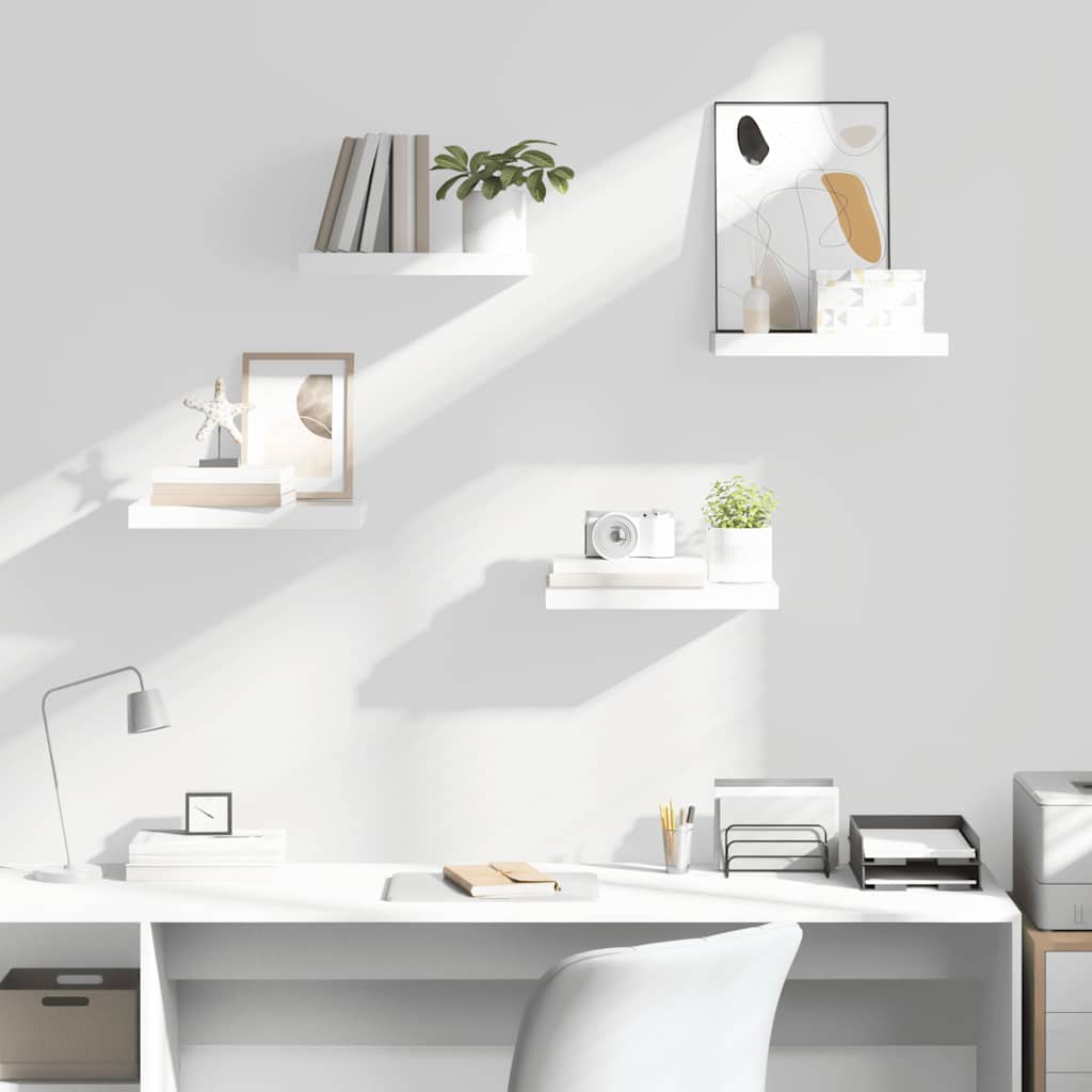 Wall-Mounted Floating Shelves 4 pcs White 40x23x3.8 cm MDF