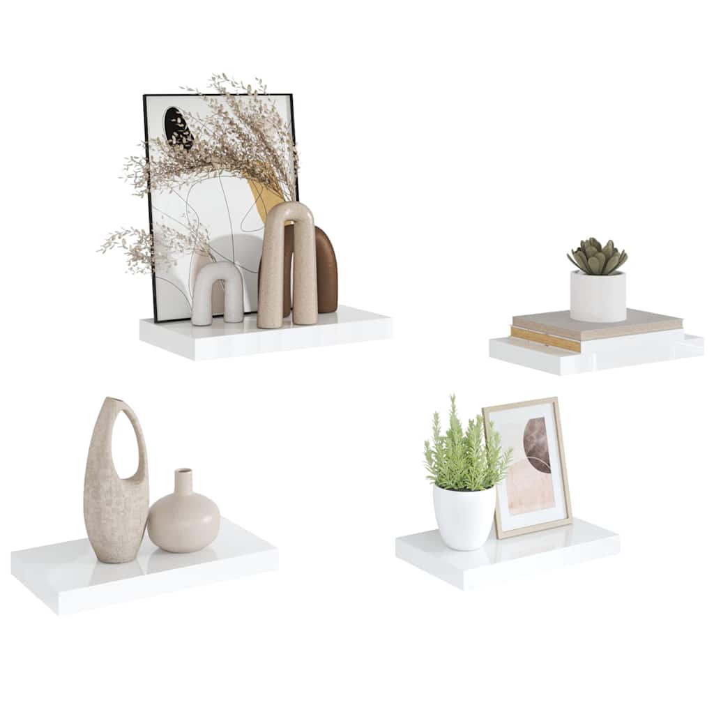 Wall-Mounted Floating Shelves 4 pcs White 40x23x3.8 cm MDF