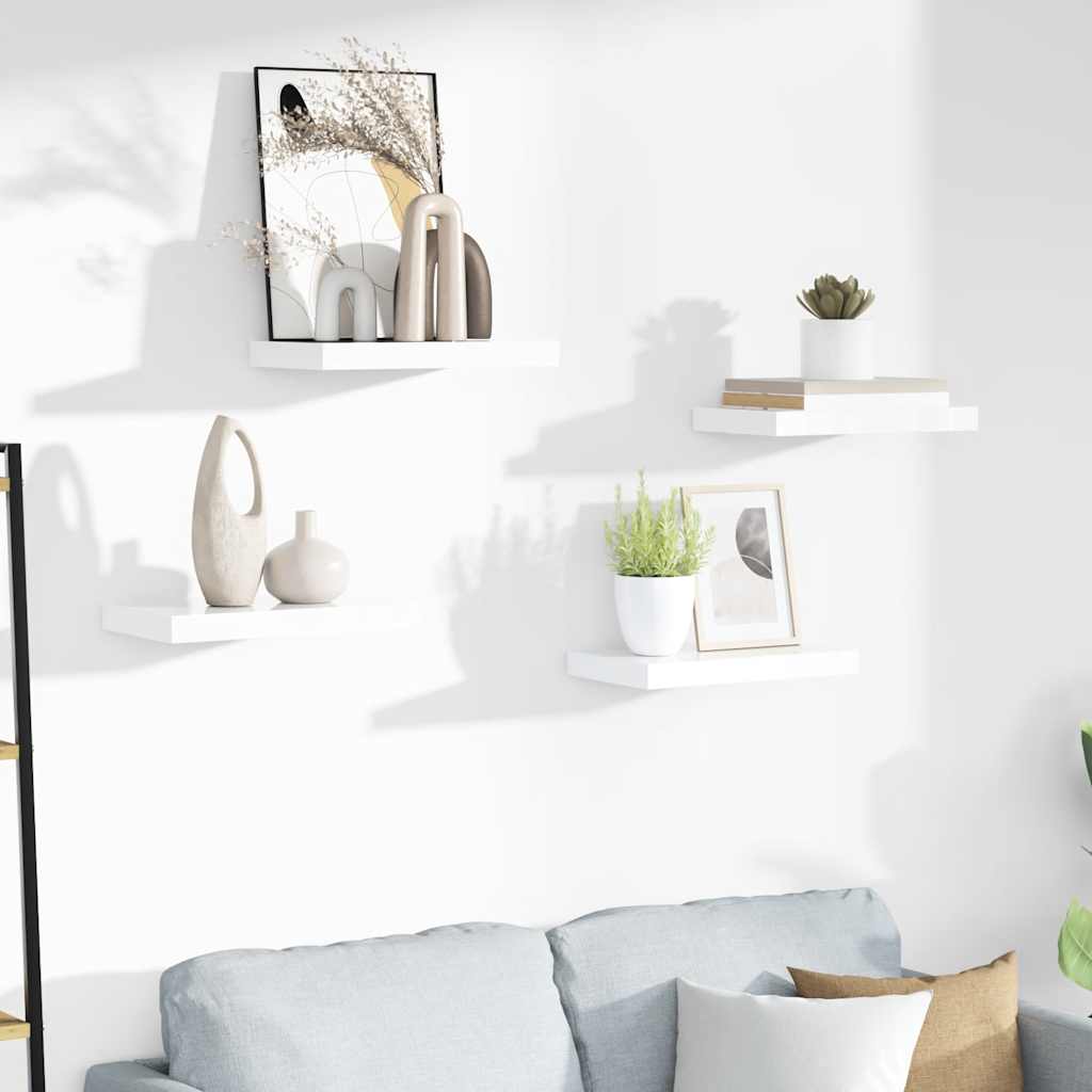 Wall-Mounted Floating Shelves 4 pcs White 40x23x3.8 cm MDF