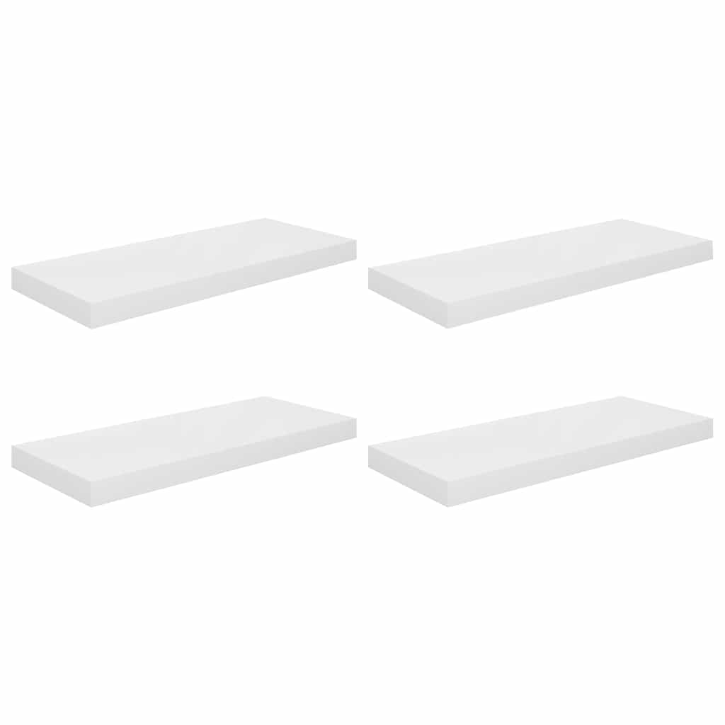 Pakabinamos lentynos, 4vnt., baltos, 60x23,5x3,8cm, MDF