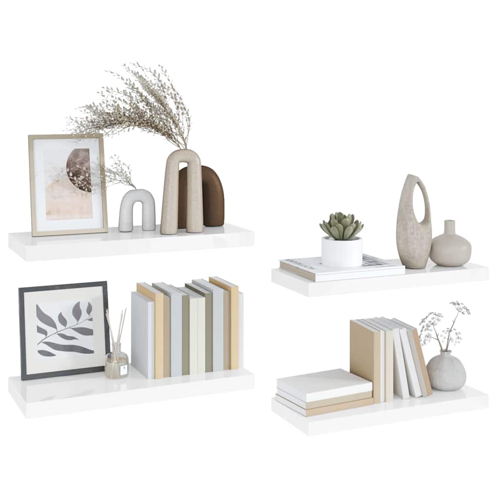 Piekaramie plaukti, 4 gab., balti, 60x23,5x3,8cm, MDF