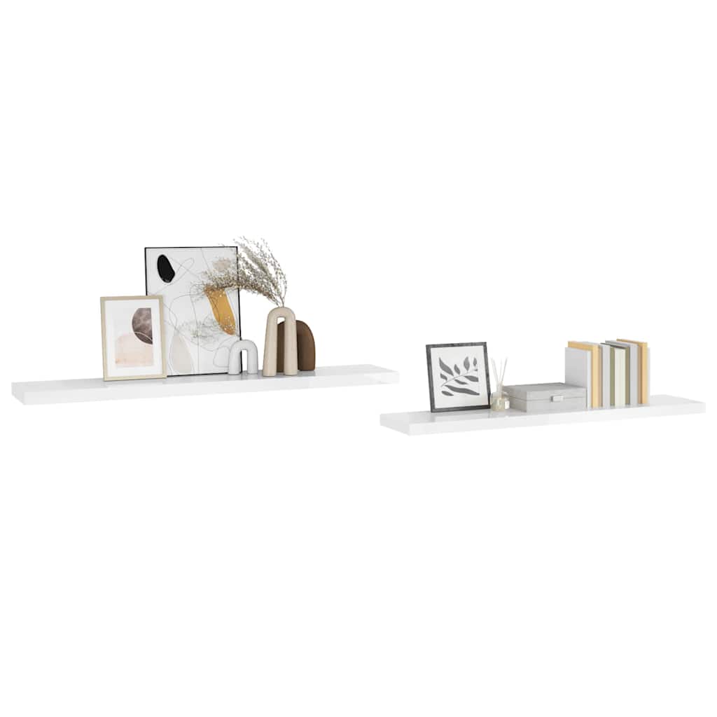Wall shelves, 2 pcs, white, 120x23.5x3.8cm, MDF