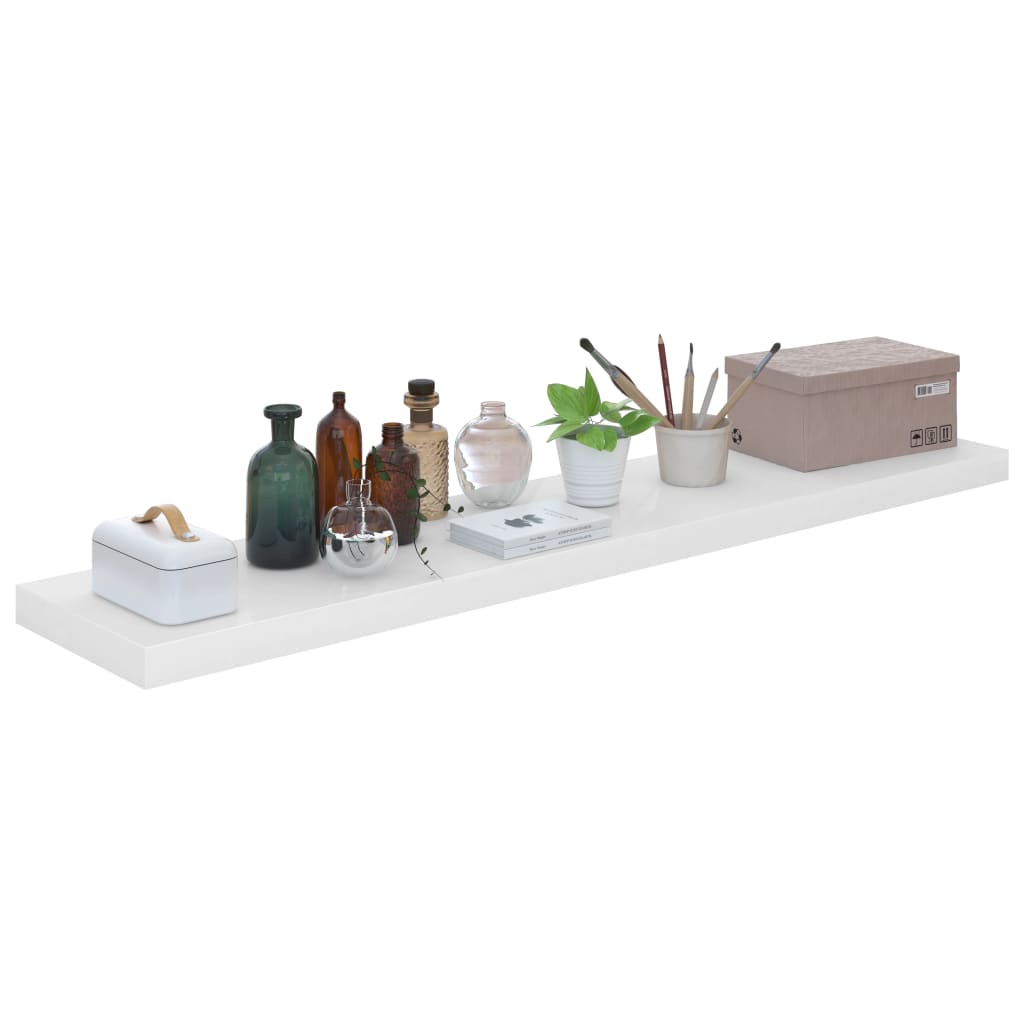 Wall shelves, 2 pcs, white, 120x23.5x3.8cm, MDF