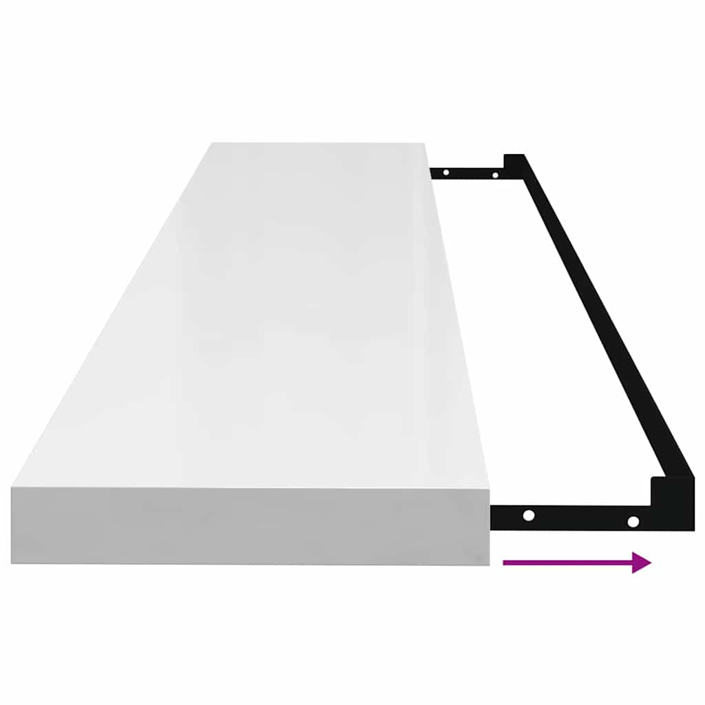 Wall shelves, 2 pcs, white, 120x23.5x3.8cm, MDF