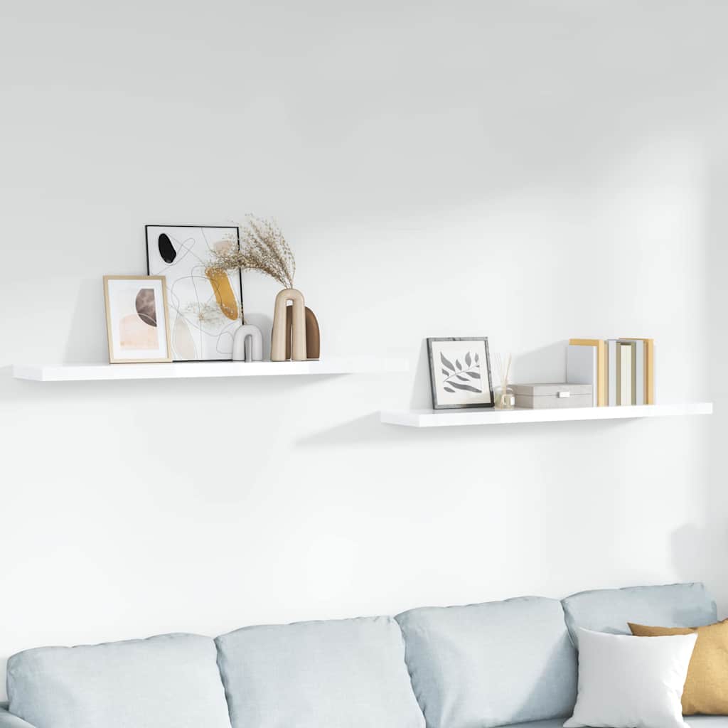 Wall shelves, 2 pcs, white, 120x23.5x3.8cm, MDF