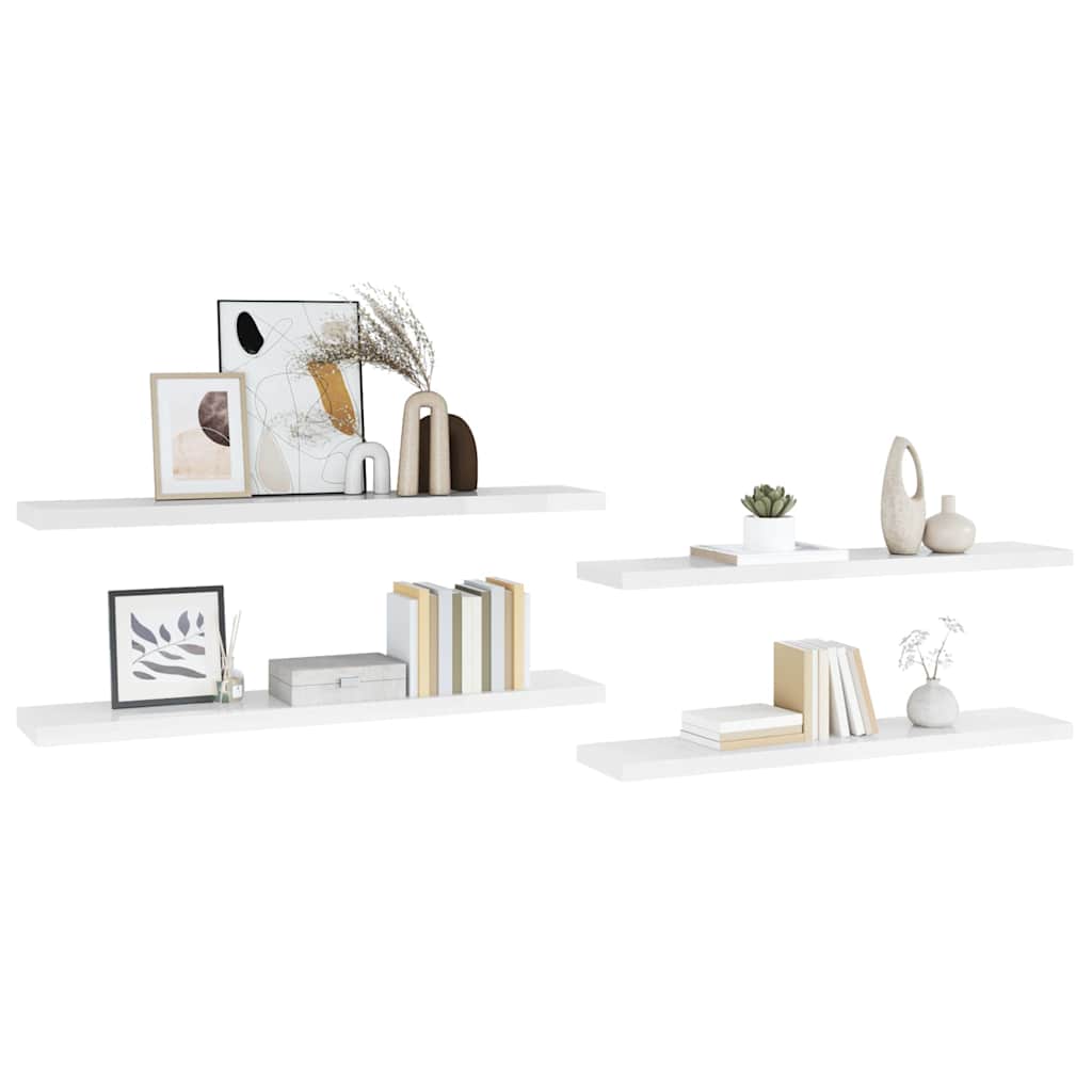 Piekaramie plaukti, 4 gab., balti, 120x23,5x3,8cm, MDF