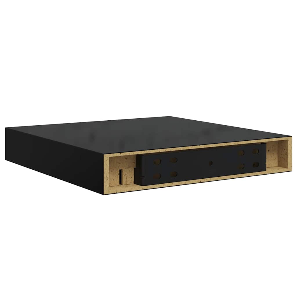 Pakabinamos lentynos, 2vnt., juodos, 23x23,5x3,8cm, MDF