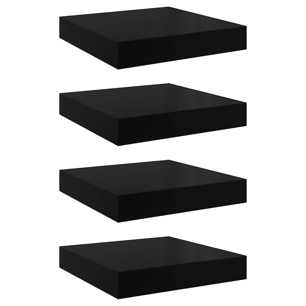Piekaramie plaukti, 4 gab., melni, 23x23,5x3,8 cm, MDF