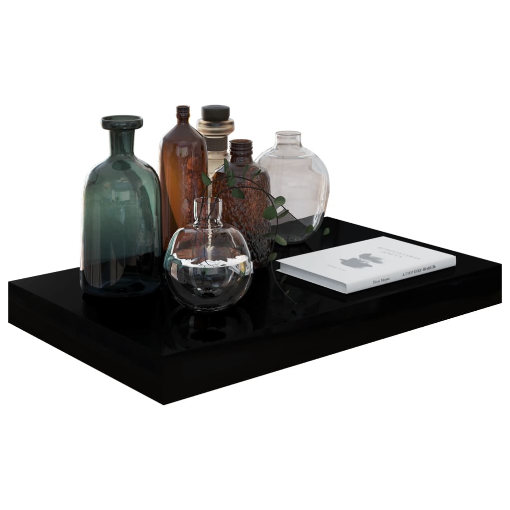 Wall shelves, 2 pcs., black, 40x23x3.8cm, MDF