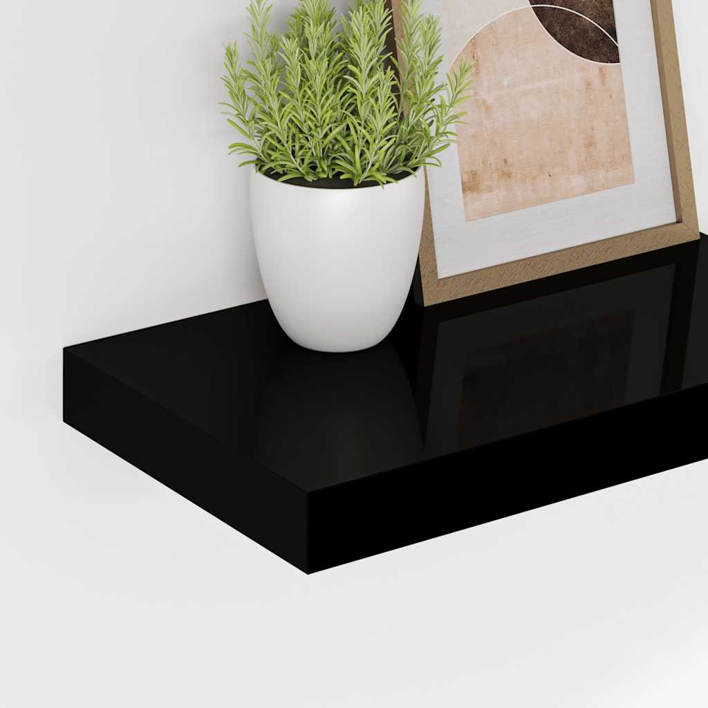 Wall shelves, 2 pcs., black, 40x23x3.8cm, MDF