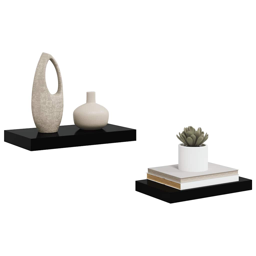 Wall shelves, 2 pcs., black, 40x23x3.8cm, MDF