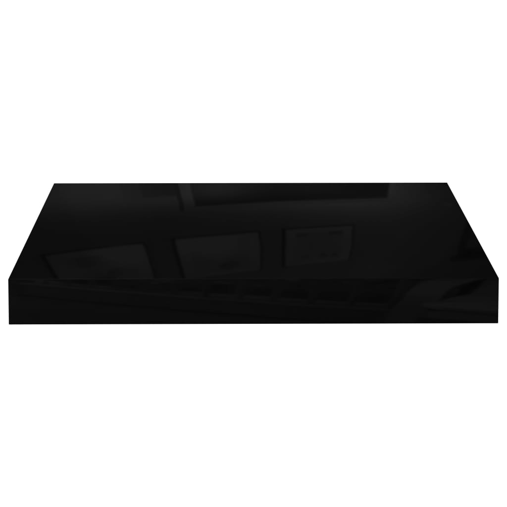 Pakabinamos sieninės lentynos, 4vnt., juodos, 40x23x3,8cm, MDF