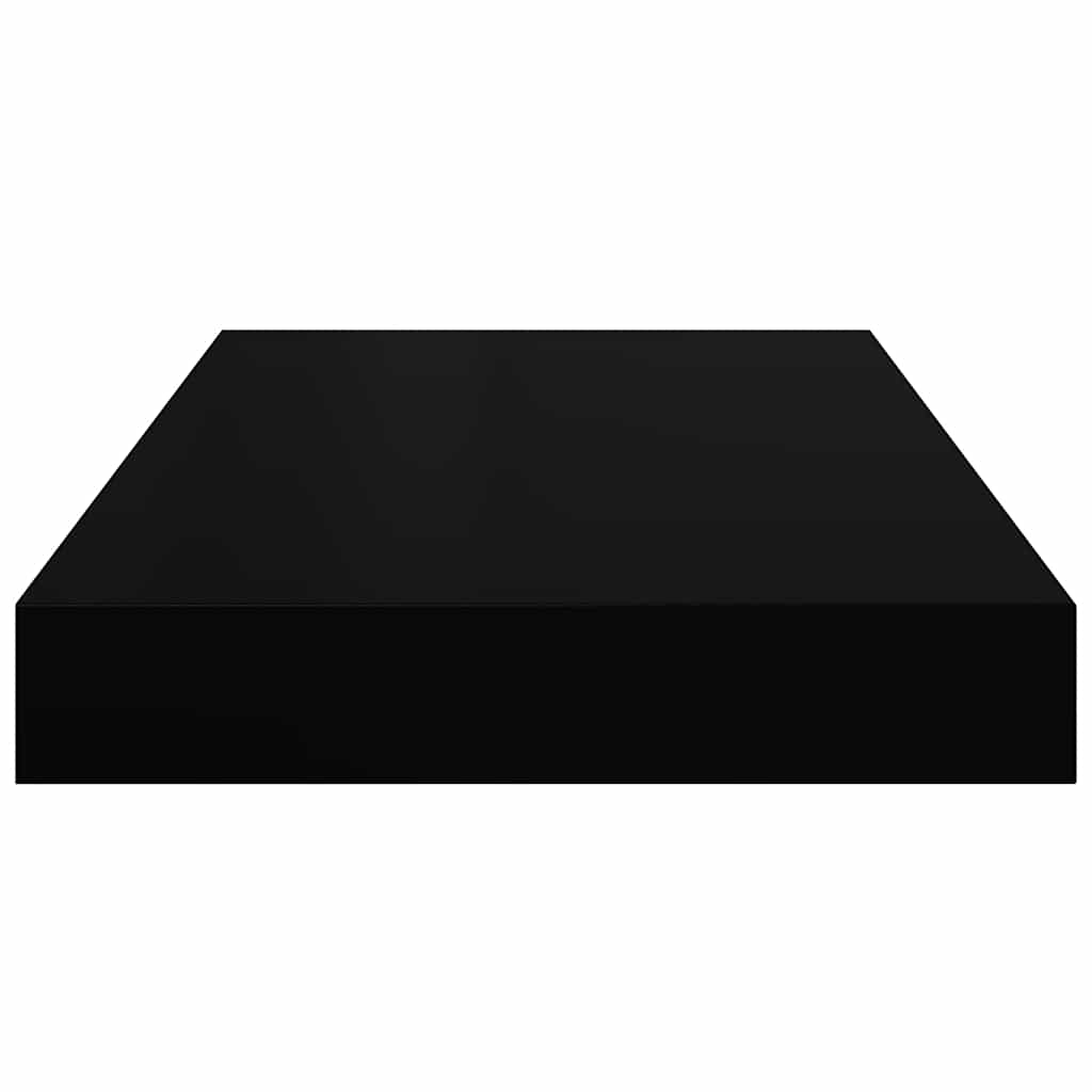 Pakabinamos sieninės lentynos, 4vnt., juodos, 40x23x3,8cm, MDF