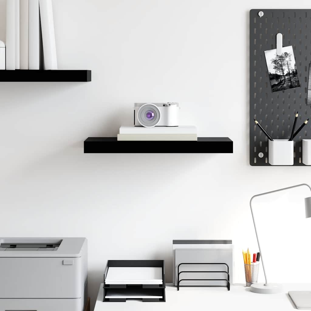 Wall shelf, black, 50x23x3.8cm, MDF, glossy
