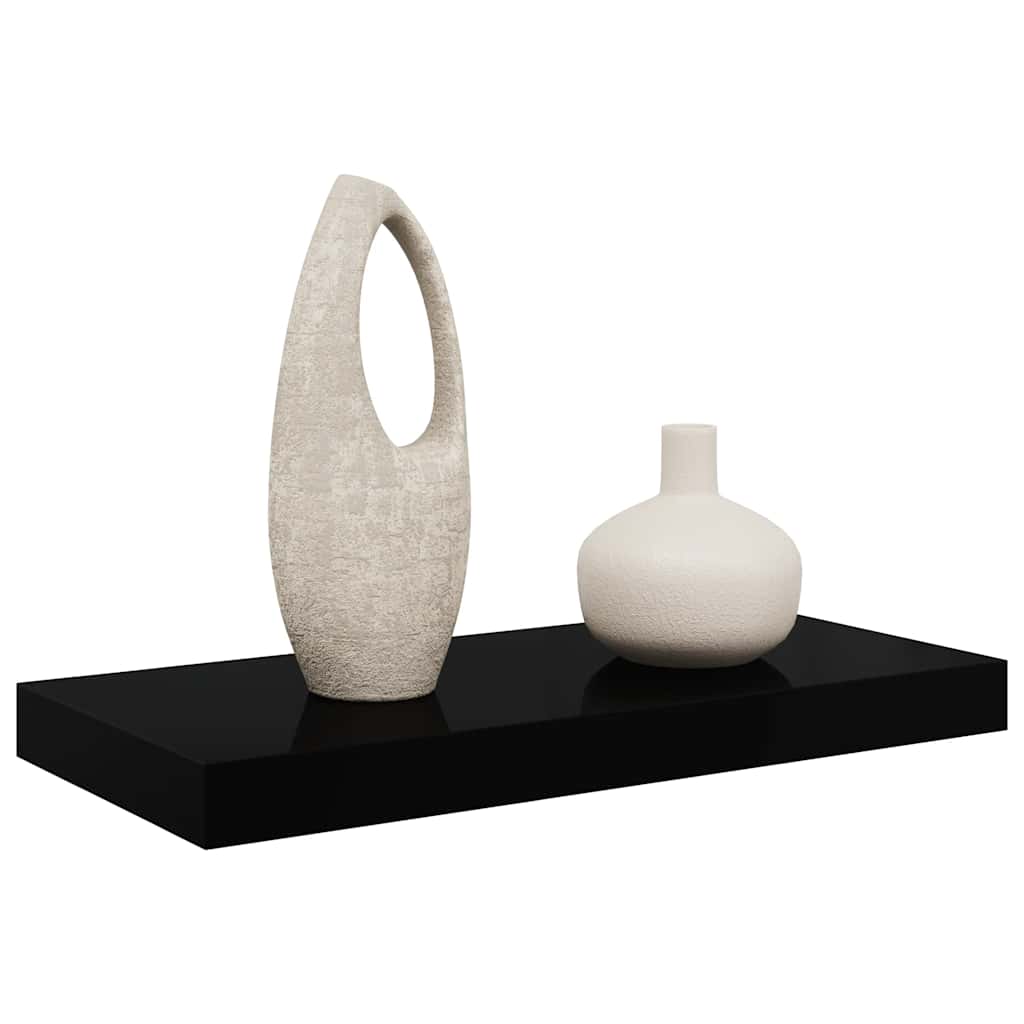 Wall shelf, black, 50x23x3.8cm, MDF, glossy