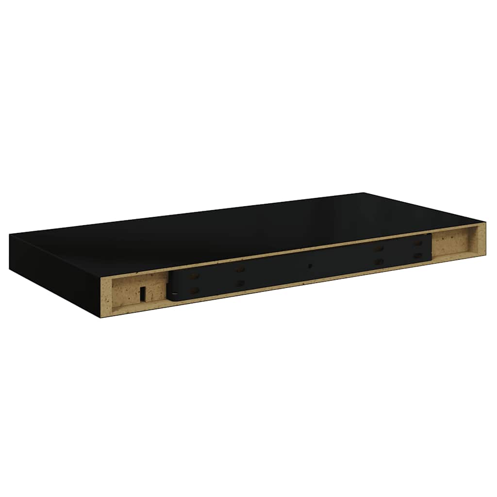 Wall shelf, black, 50x23x3.8cm, MDF, glossy